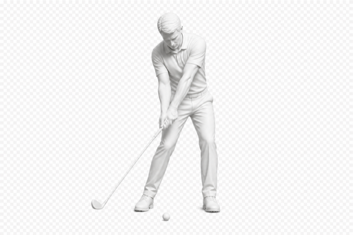 Golfer at delivery, lead arm parallel (DAH)